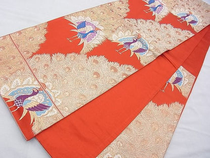 平和屋着物◎六通柄袋帯 唐織 孔雀 金糸 逸品 BAAH0127ow