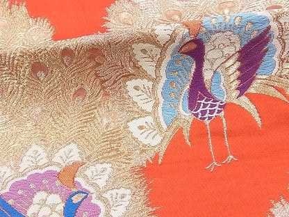 平和屋着物◎六通柄袋帯 唐織 孔雀 金糸 逸品 BAAH0127ow