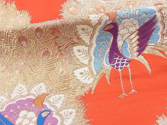 平和屋着物◎六通柄袋帯 唐織 孔雀 金糸 逸品 BAAH0127ow