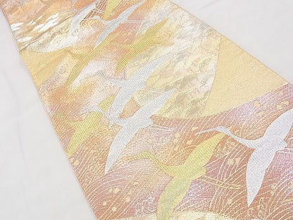 平和屋着物◎西陣 野々村織物謹製 六通柄袋帯 飛鶴浜松文 金銀糸 逸品 BAAG3099kj