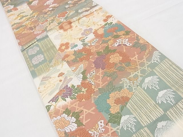平和屋着物◎六通柄袋帯 唐織 能衣の美 金糸 逸品 BAAG3126kj