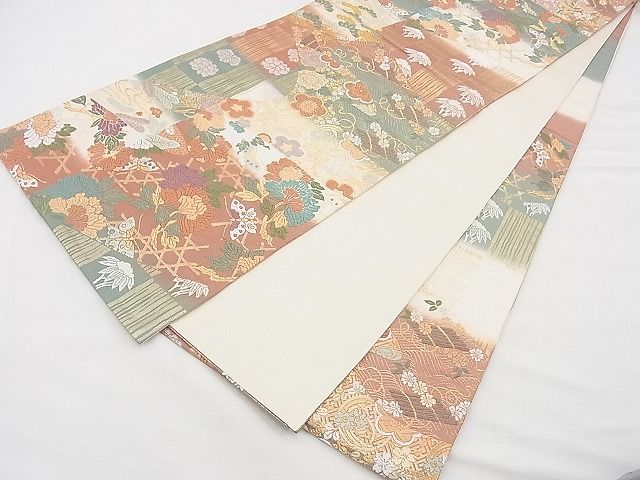 平和屋着物◎六通柄袋帯 唐織 能衣の美 金糸 逸品 BAAG3126kj