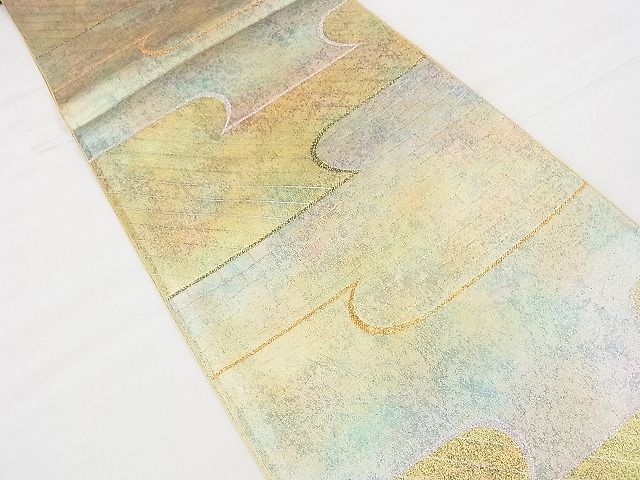 平和屋着物◎佐賀錦　六通柄袋帯　エ霞文様　金糸　引箔　逸品　BAAG3137kj