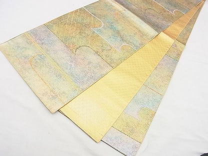 平和屋着物◎佐賀錦　六通柄袋帯　エ霞文様　金糸　引箔　逸品　BAAG3137kj