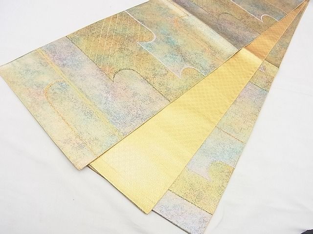 平和屋着物◎佐賀錦　六通柄袋帯　エ霞文様　金糸　引箔　逸品　BAAG3137kj