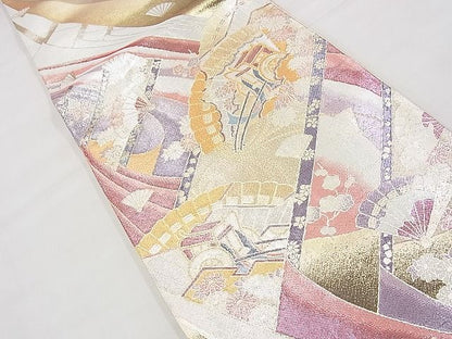 平和屋着物◎九百佐賀錦 六通柄袋帯 慶長 金銀糸 逸品 BAAG3149kj