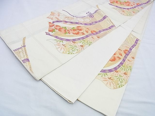 平和屋着物◎西陣 桜井 六通柄袋帯 唐織 几帳草花文 金銀糸 逸品 BAAG3155kj