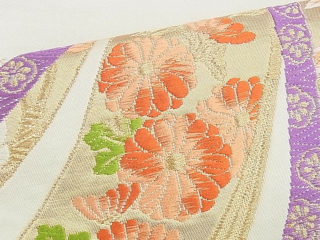 平和屋着物◎西陣 桜井 六通柄袋帯 唐織 几帳草花文 金銀糸 逸品 BAAG3155kj