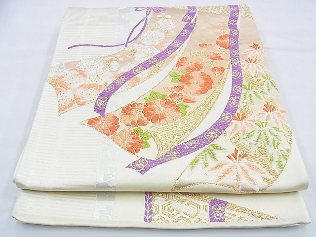 平和屋着物◎西陣 桜井 六通柄袋帯 唐織 几帳草花文 金銀糸 逸品 BAAG3155kj