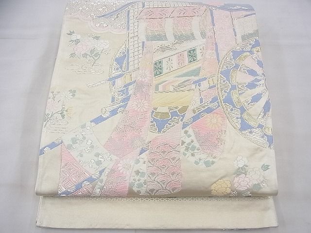 平和屋着物◎六通柄袋帯 唐織 御所車 金銀糸 逸品 BAAG1337fk