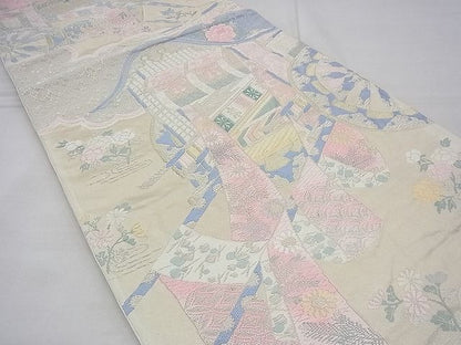 平和屋着物◎六通柄袋帯 唐織 御所車 金銀糸 逸品 BAAG1337fk