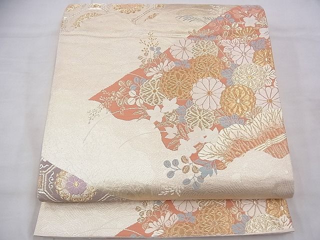 平和屋着物◎六通柄袋帯 唐織 北山 金糸 逸品 BAAG7927fk
