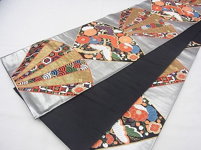 平和屋着物◎六通柄袋帯 唐織 重陽佳節文 黒地 金銀糸 逸品 BAAG1360fk