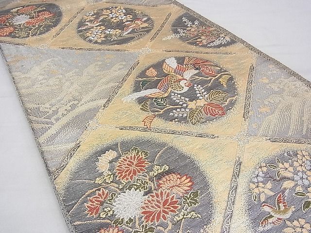 平和屋着物◎佐賀錦 六通柄袋帯 唐織 菱天井花鳥丸文 金銀糸 逸品 BAAG7931fk