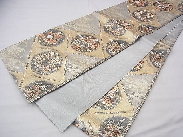 平和屋着物◎佐賀錦 六通柄袋帯 唐織 菱天井花鳥丸文 金銀糸 逸品 BAAG7931fk