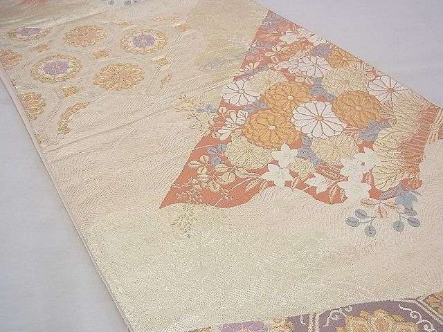 平和屋着物◎六通柄袋帯 唐織 北山 金糸 逸品 BAAG7927fk