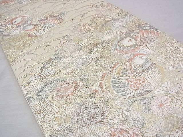 平和屋着物◎六通柄袋帯 鴛鴦流水松花文 金銀糸 逸品 BAAG7960fk