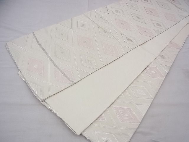 平和屋着物◎六通柄袋帯 入子菱 銀糸 逸品 BAAG7852fk