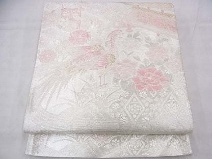 平和屋着物◎佐賀錦 六通柄袋帯 鳳凰風景飛鶴花文 900織 金銀糸 逸品 BAAG7854fk