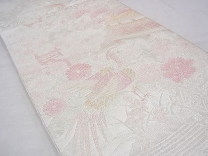 平和屋着物◎佐賀錦 六通柄袋帯 鳳凰風景飛鶴花文 900織 金銀糸 逸品 BAAG7854fk