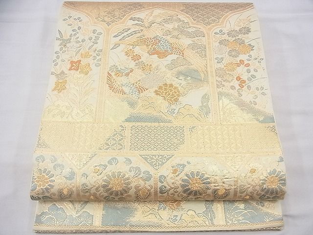 平和屋着物◎六通柄 本袋帯 鳳凰天井花文 彩飾二重箔 逸品 BAAG8018fk