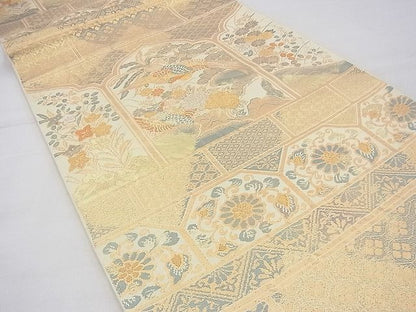 平和屋着物◎六通柄 本袋帯 鳳凰天井花文 彩飾二重箔 逸品 BAAG8018fk
