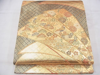 平和屋着物◎佐賀錦　六通柄袋帯　慶長文様　金糸　逸品　BAAG8026fk