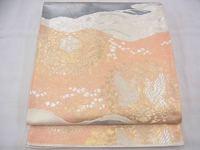 平和屋着物◎六通柄袋帯 道長鳳凰花文 金銀糸 逸品 BAAG8052fk