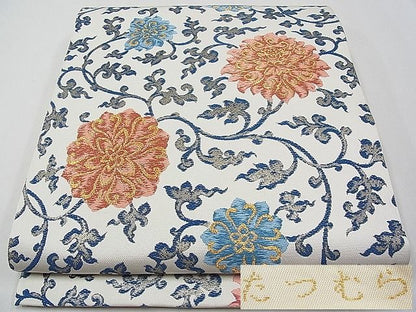 平和屋本店●極上　龍村美術織物　たつむら　六通柄　本袋帯　唐織　青釉紅花文　金銀糸　逸品　未使用　CYAA0337s4