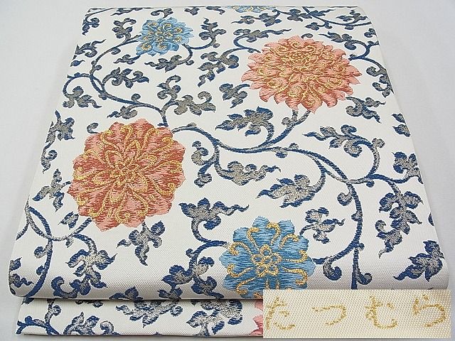 平和屋本店●極上　龍村美術織物　たつむら　六通柄　本袋帯　唐織　青釉紅花文　金銀糸　逸品　未使用　CYAA0337s4