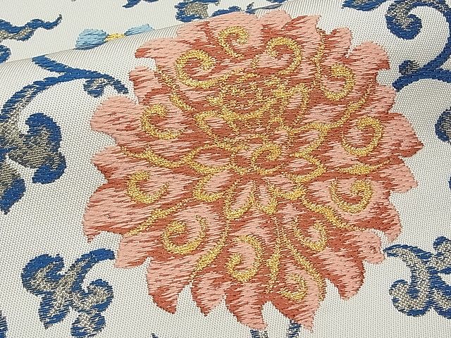 平和屋本店●極上　龍村美術織物　たつむら　六通柄　本袋帯　唐織　青釉紅花文　金銀糸　逸品　未使用　CYAA0337s4