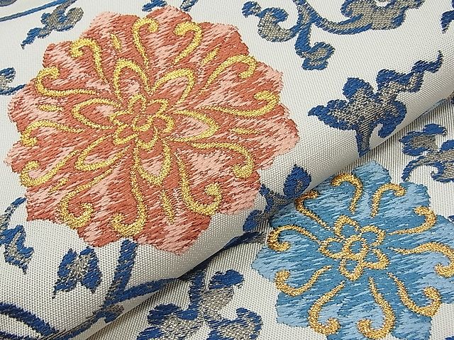 平和屋本店●極上　龍村美術織物　たつむら　六通柄　本袋帯　唐織　青釉紅花文　金銀糸　逸品　未使用　CYAA0337s4