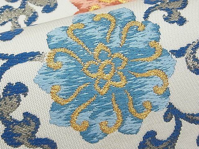 平和屋本店●極上　龍村美術織物　たつむら　六通柄　本袋帯　唐織　青釉紅花文　金銀糸　逸品　未使用　CYAA0337s4