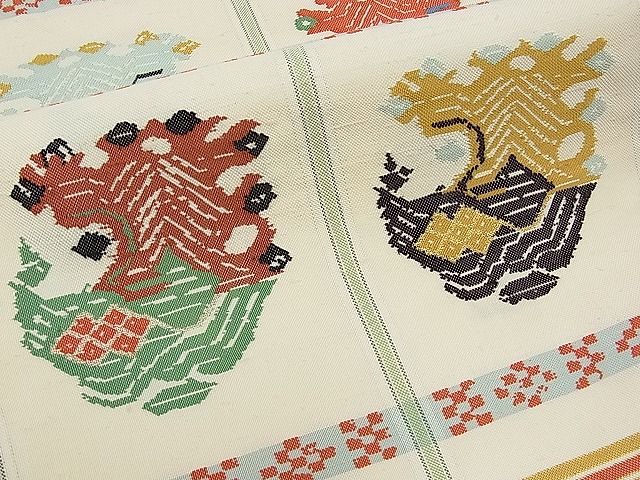 平和屋本店●極上　最高級　龍村平蔵製　六通太鼓柄　本袋帯　甲比丹孔雀　金銀糸　逸品　CYAA0361s4