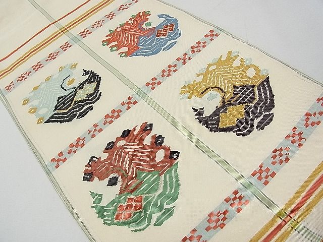 平和屋本店●極上　最高級　龍村平蔵製　六通太鼓柄　本袋帯　甲比丹孔雀　金銀糸　逸品　CYAA0361s4