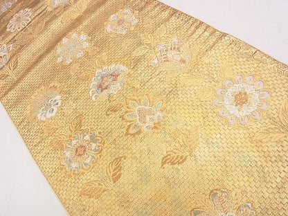 平和屋着物■六通柄袋帯 正倉院草花文 金糸 引箔 逸品 CAAG1627eg
