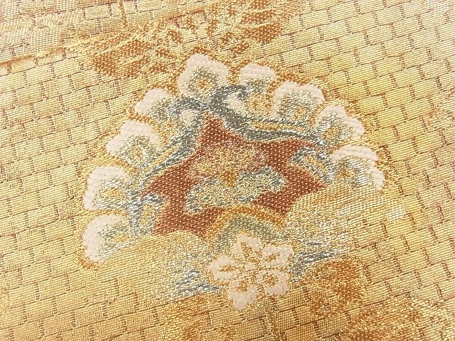 平和屋着物■六通柄袋帯 正倉院草花文 金糸 引箔 逸品 CAAG1627eg