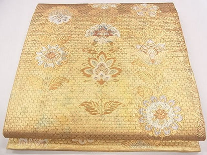 平和屋着物■六通柄袋帯 正倉院草花文 金糸 引箔 逸品 CAAG1627eg