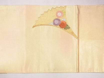 平和屋着物■袋帯 総刺繍 駒刺繍 几帳扇面花文 金銀糸 逸品 CAAG1677eg