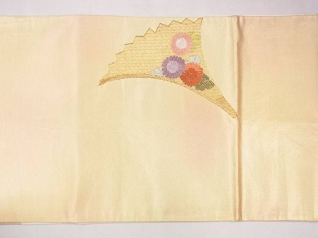 平和屋着物■袋帯 総刺繍 駒刺繍 几帳扇面花文 金銀糸 逸品 CAAG1677eg
