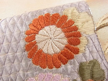 平和屋着物■袋帯 総刺繍 駒刺繍 几帳扇面花文 金銀糸 逸品 CAAG1677eg