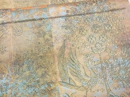 平和屋着物■六通柄袋帯 向かい鳥草花文 金糸 引箔 逸品 CAAG1665eg