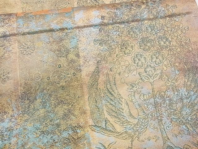 平和屋着物■六通柄袋帯 向かい鳥草花文 金糸 引箔 逸品 CAAG1665eg