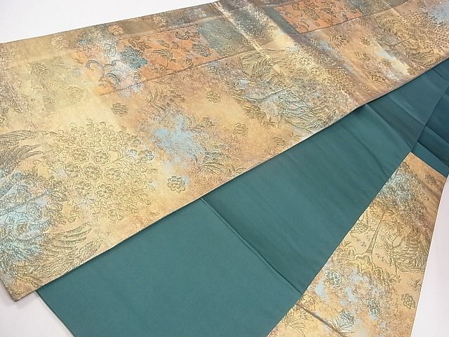 平和屋着物■六通柄袋帯 向かい鳥草花文 金糸 引箔 逸品 CAAG1665eg