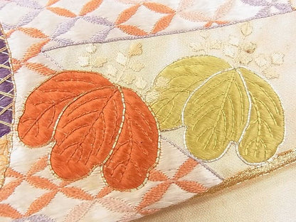 平和屋着物■袋帯 総刺繍 駒刺繍 几帳扇面花文 金銀糸 逸品 CAAG1677eg