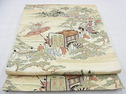 平和屋着物◎六通柄袋帯 唐織 大名行列 金糸 逸品 BAAG9617if