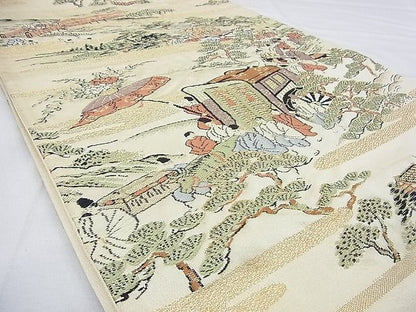 平和屋着物◎六通柄袋帯 唐織 大名行列 金糸 逸品 BAAG9617if