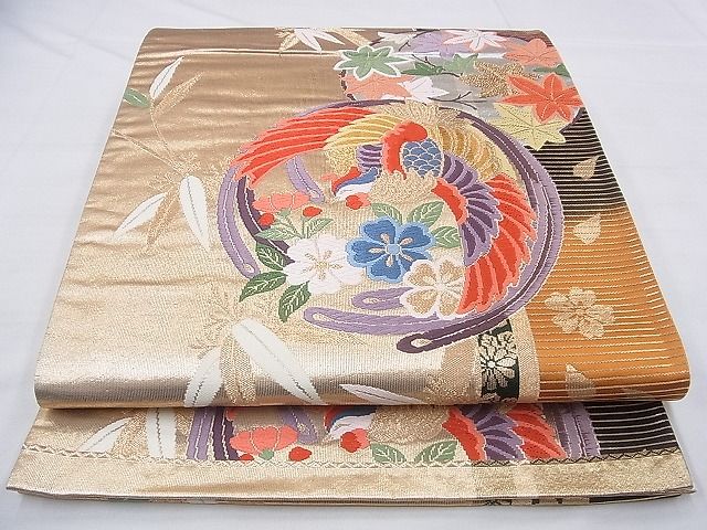 平和屋着物◎六通柄袋帯 唐織 鳳凰花丸文 金銀糸 逸品 BAAG9606if