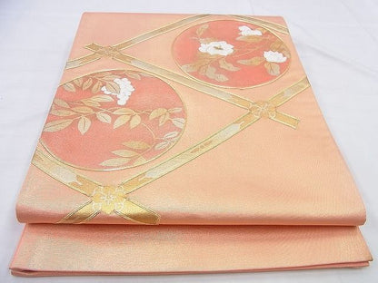 平和屋着物◎太鼓柄袋帯 駒刺繍 菱天井花丸文 金彩 逸品 BAAG9629if