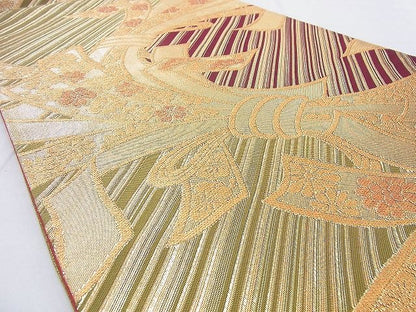 平和屋着物◎六通柄袋帯 束熨斗草花文 金糸 逸品 BAAG9641if
